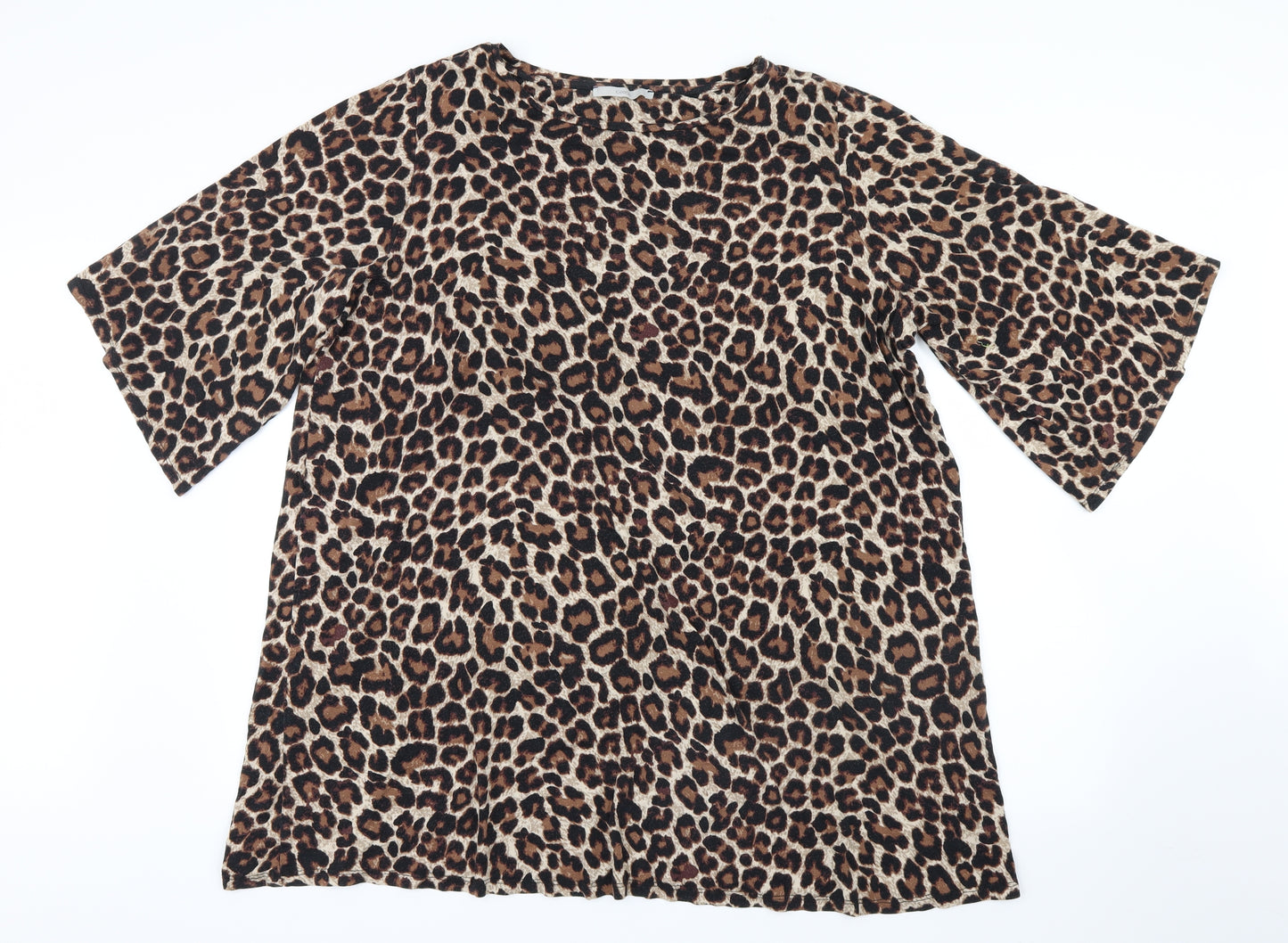 George Womens Brown Animal Print  Basic T-Shirt Size 24
