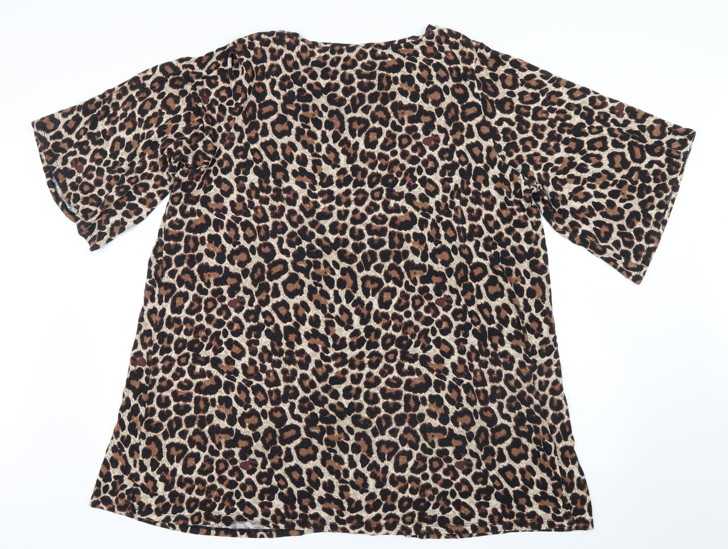 George Womens Brown Animal Print  Basic T-Shirt Size 24