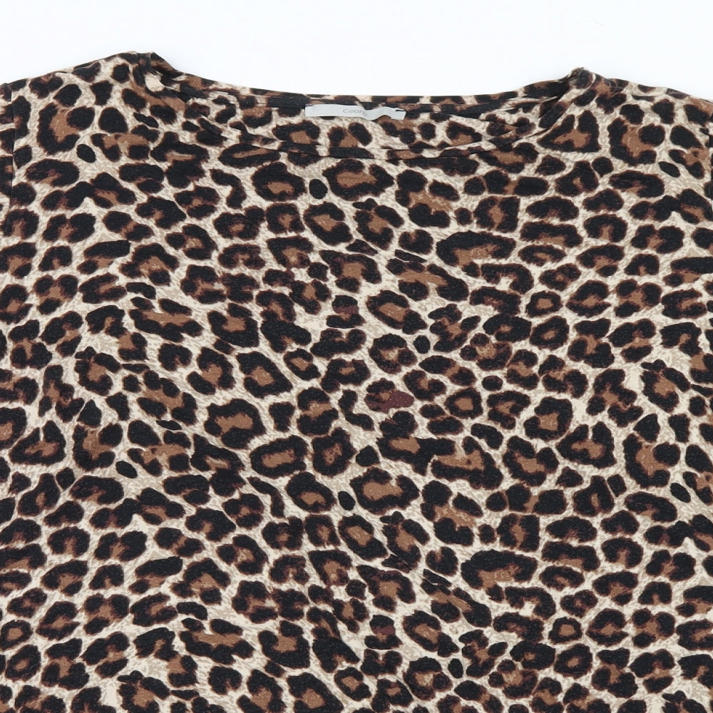 George Womens Brown Animal Print  Basic T-Shirt Size 24