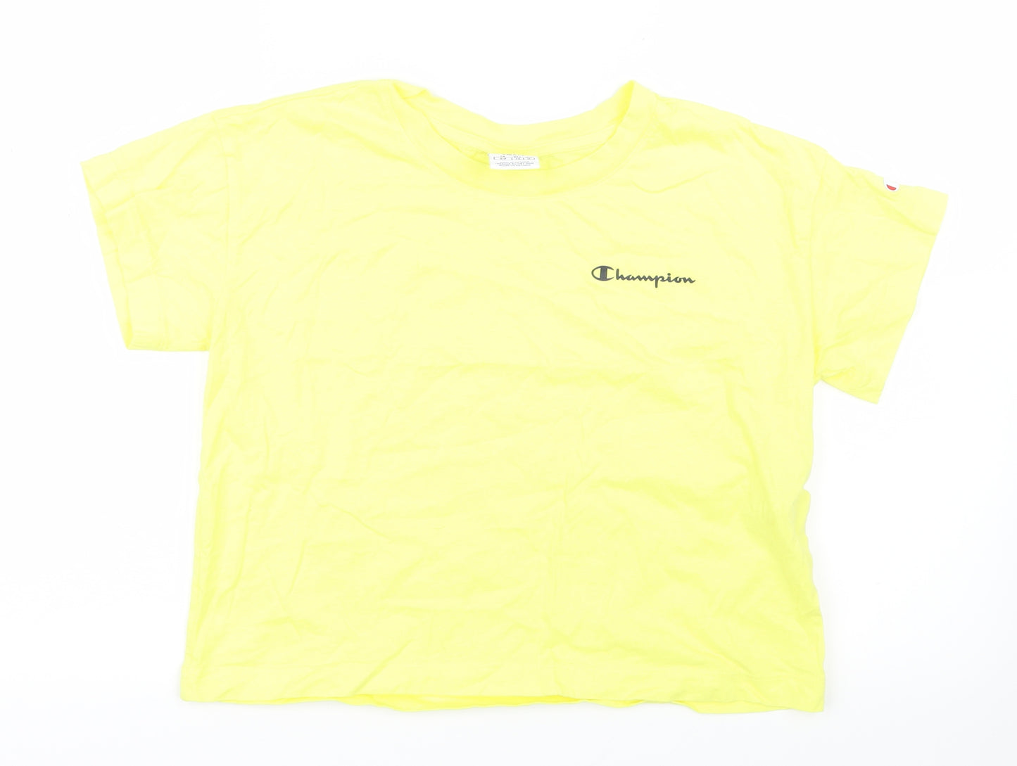 Champion Womens Yellow   Cropped T-Shirt Size S