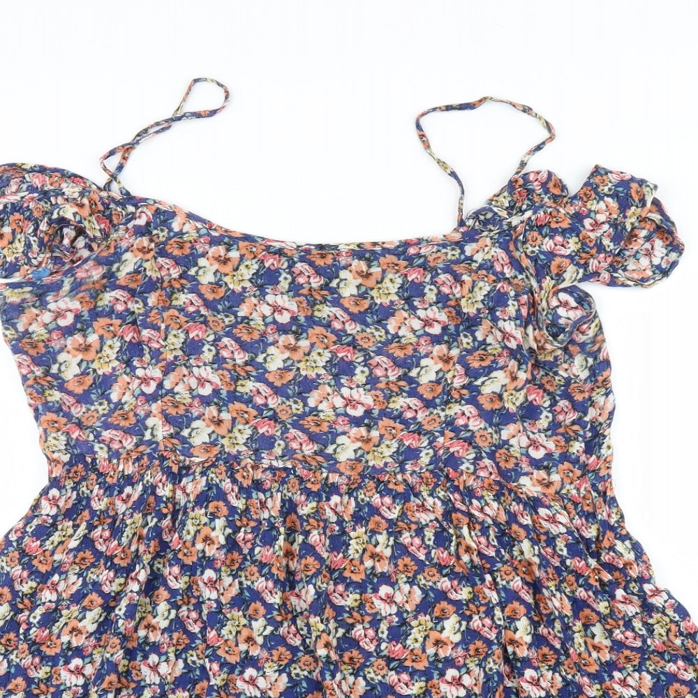 New Look Womens Blue Floral  Shirt Dress  Size 12