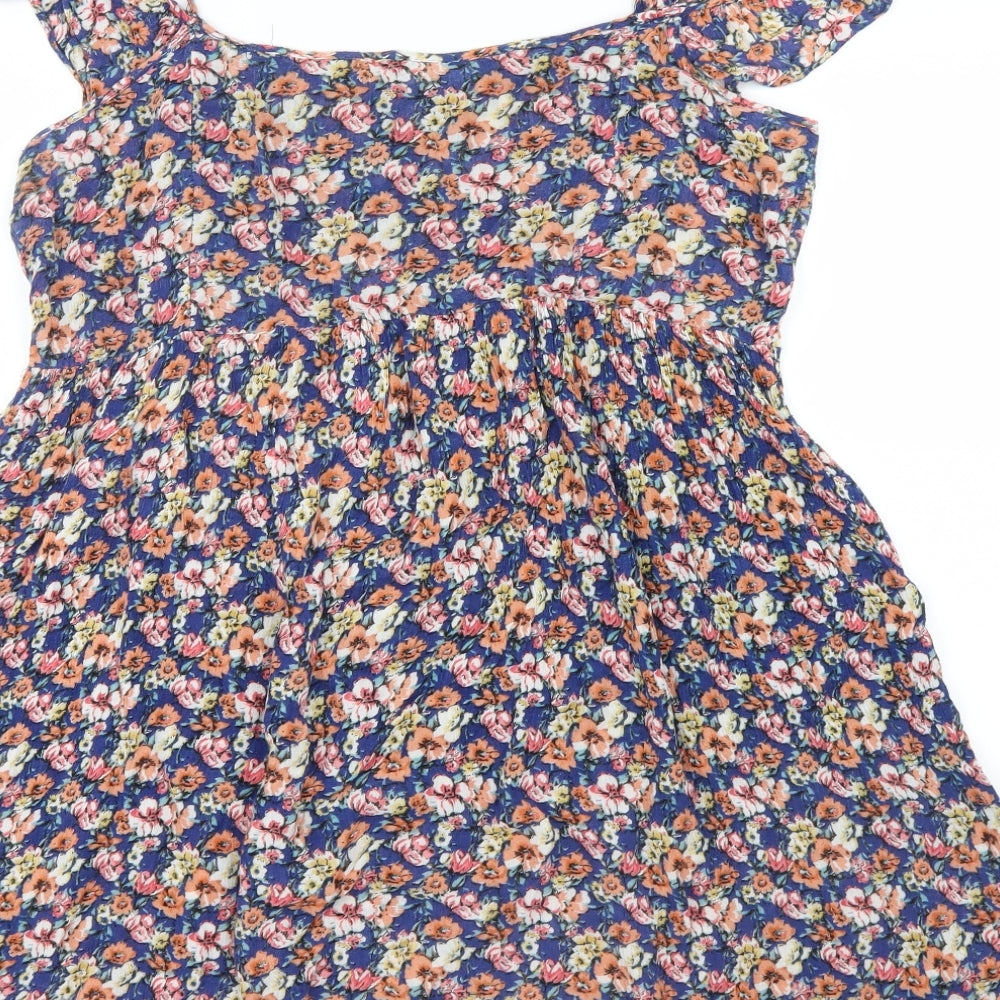 New Look Womens Blue Floral  Shirt Dress  Size 12