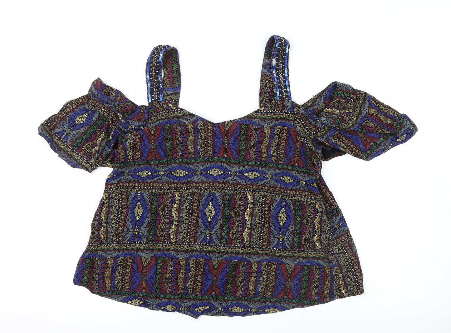 NEXT Womens Blue Geometric  Basic T-Shirt Size 12