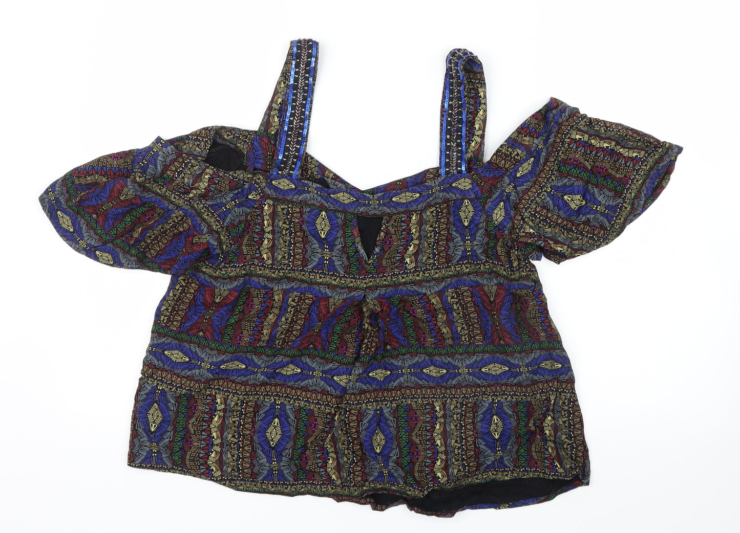 NEXT Womens Blue Geometric  Basic T-Shirt Size 12