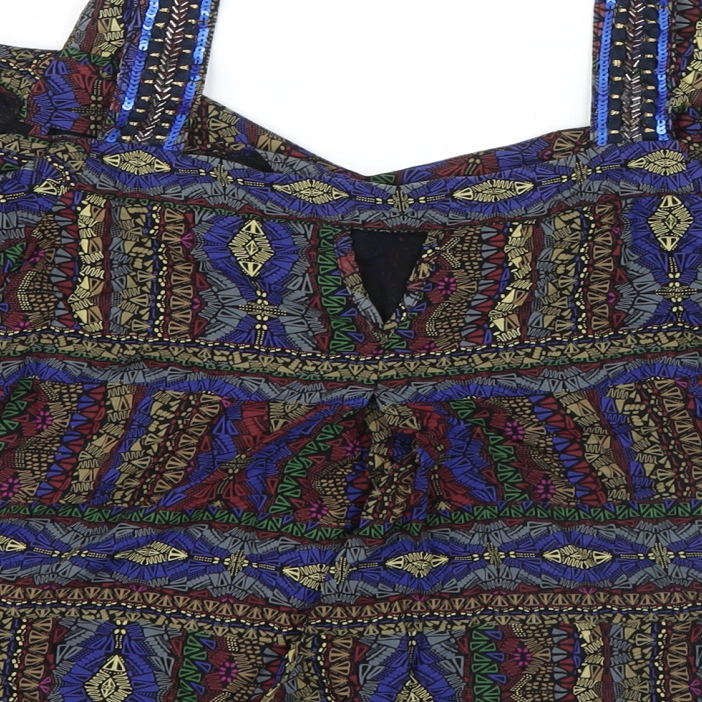 NEXT Womens Blue Geometric  Basic T-Shirt Size 12