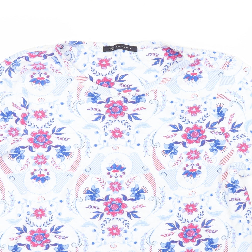 Marks and Spencer Womens Blue Geometric  Basic T-Shirt Size 20