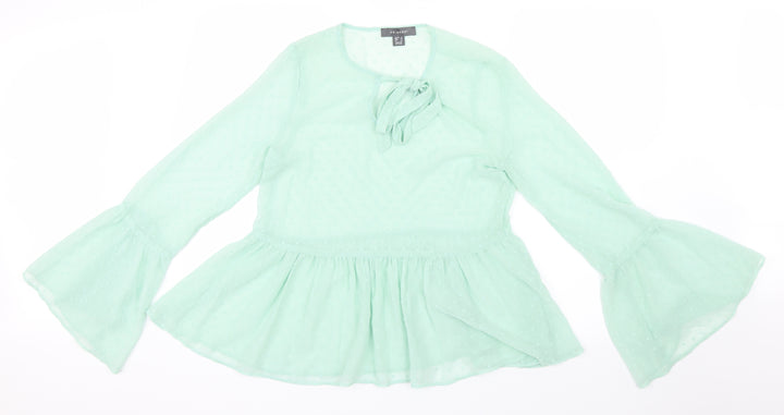 Primark Womens Green  Mesh Basic Blouse Size 8  - Peplum