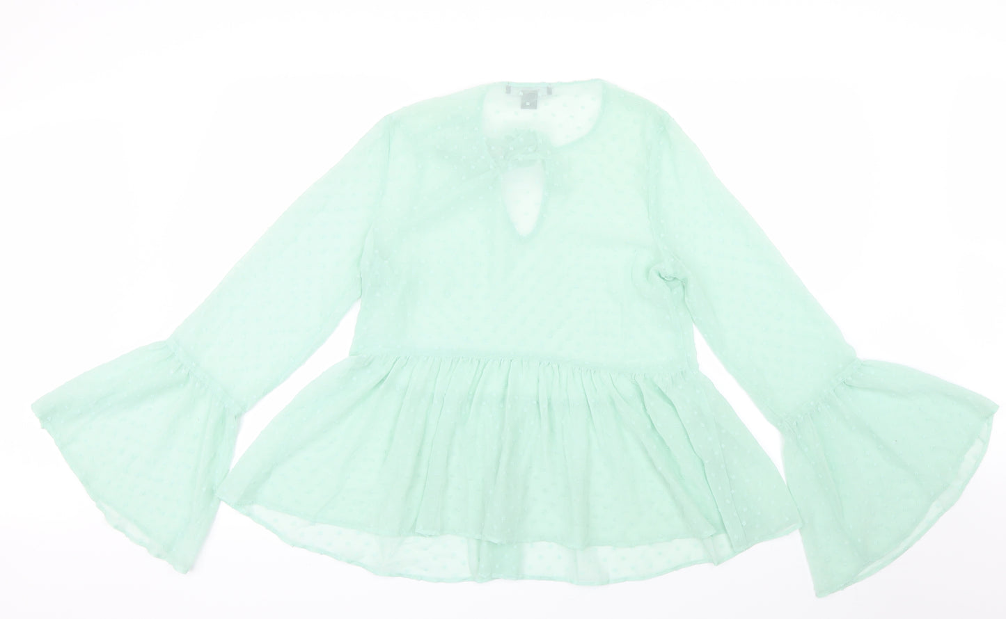 Primark Womens Green  Mesh Basic Blouse Size 8  - Peplum
