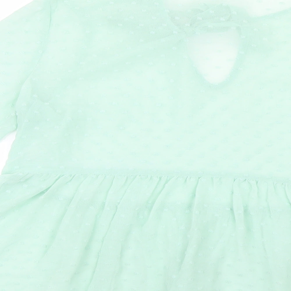 Primark Womens Green  Mesh Basic Blouse Size 8  - Peplum