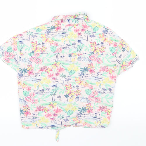 Marks and Spencer Girls Pink Floral  Basic Button-Up Size 10-11 Years  - Tie up front