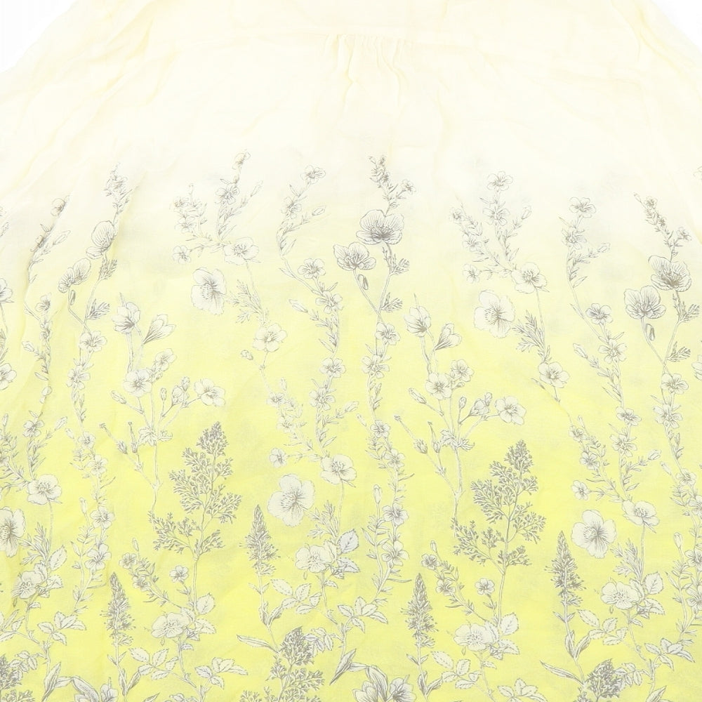 NEXT Womens Yellow Floral Mesh Basic Blouse Size 10