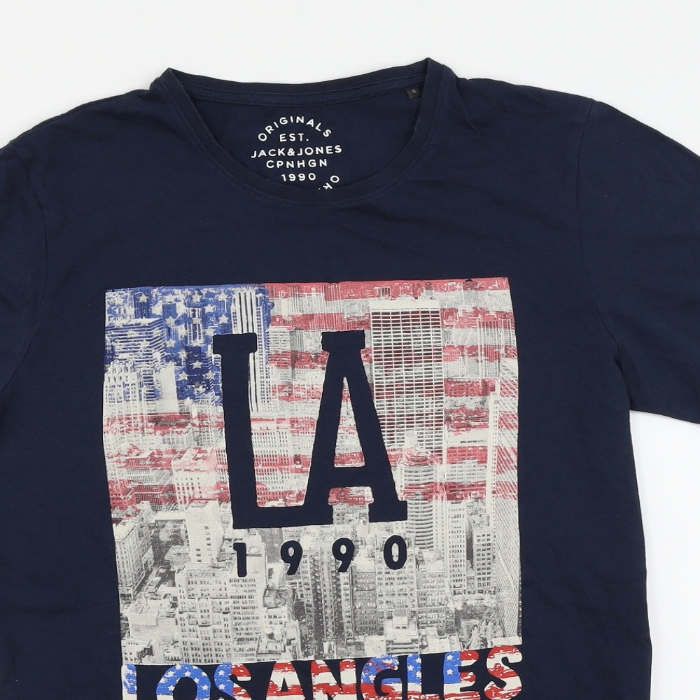 JACK & JONES Mens Blue    T-Shirt Size S