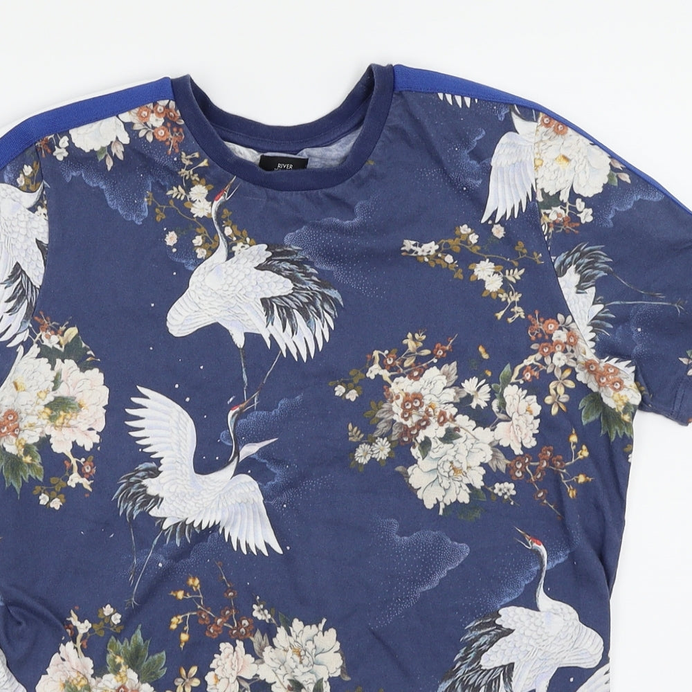 River Island Boys Blue Floral  Basic T-Shirt Size 11-12 Years