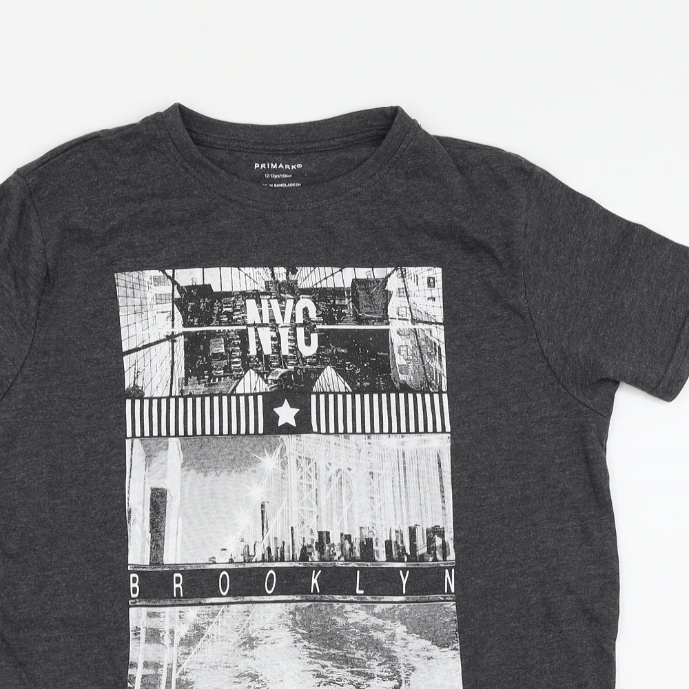 Primark Boys Grey   Basic T-Shirt Size 11-12 Years