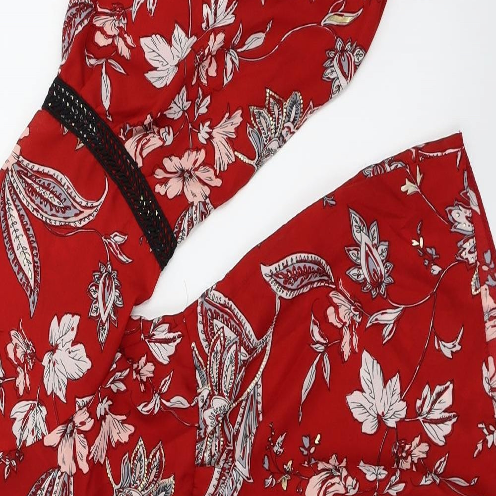 Atmopshere Womens Red Floral  Basic Blouse Size 12