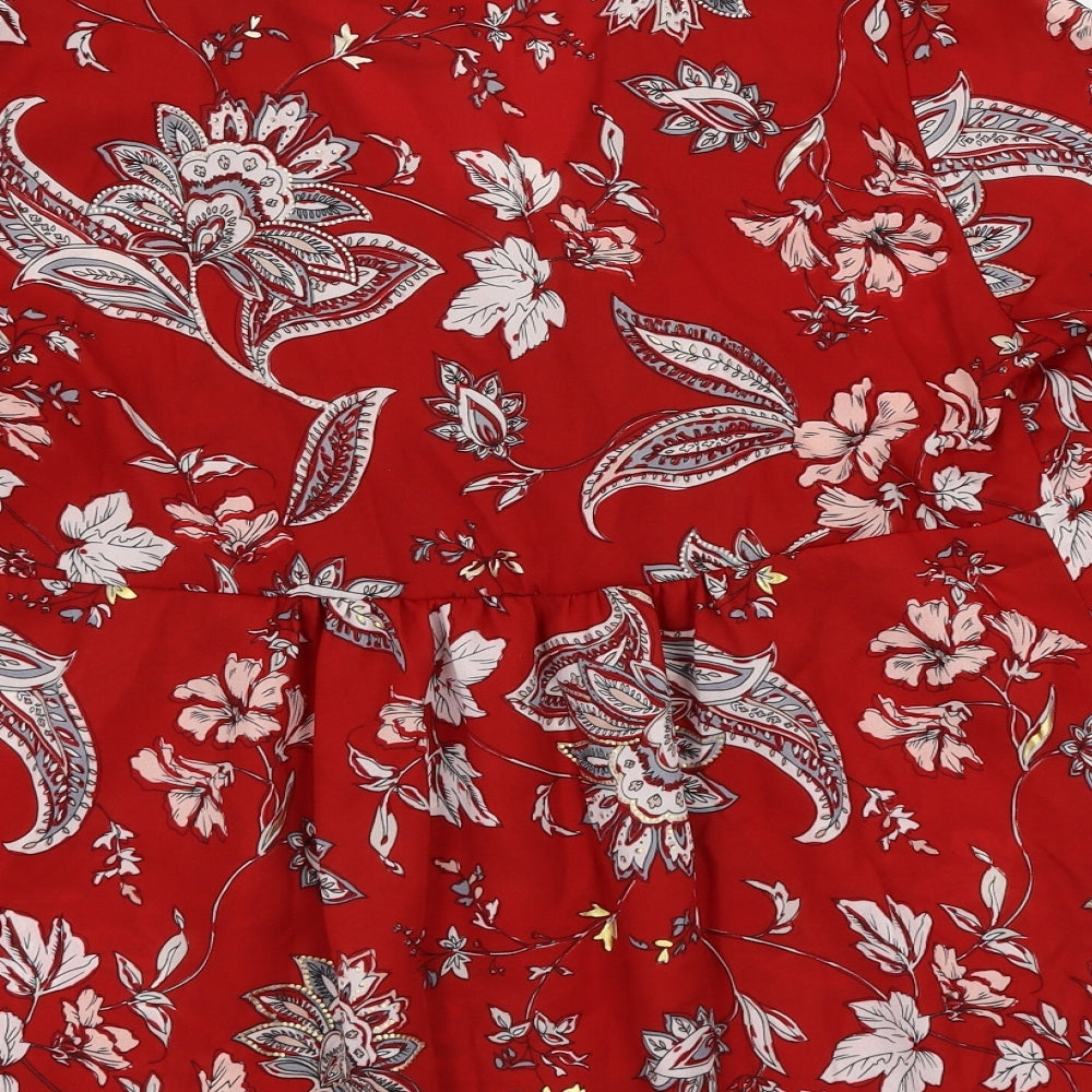 Atmopshere Womens Red Floral  Basic Blouse Size 12