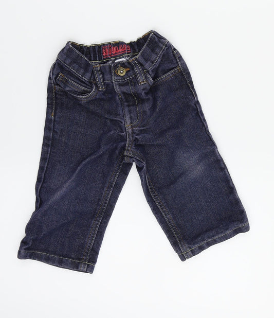 Front view of George boys’ blue jogger jeans, size 9-12, months
