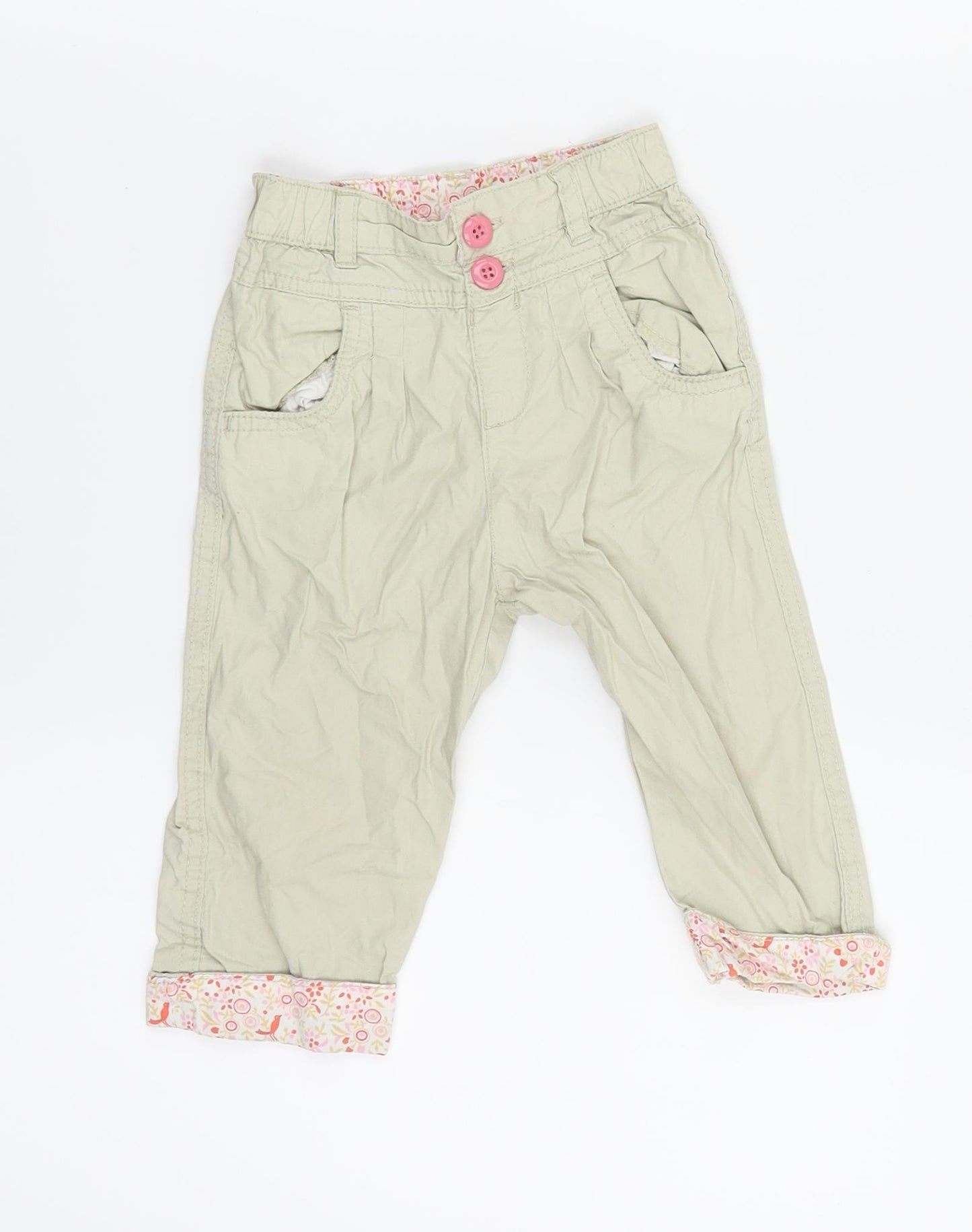 TU Girls Beige   Cargo Trousers Size 9-12 Months