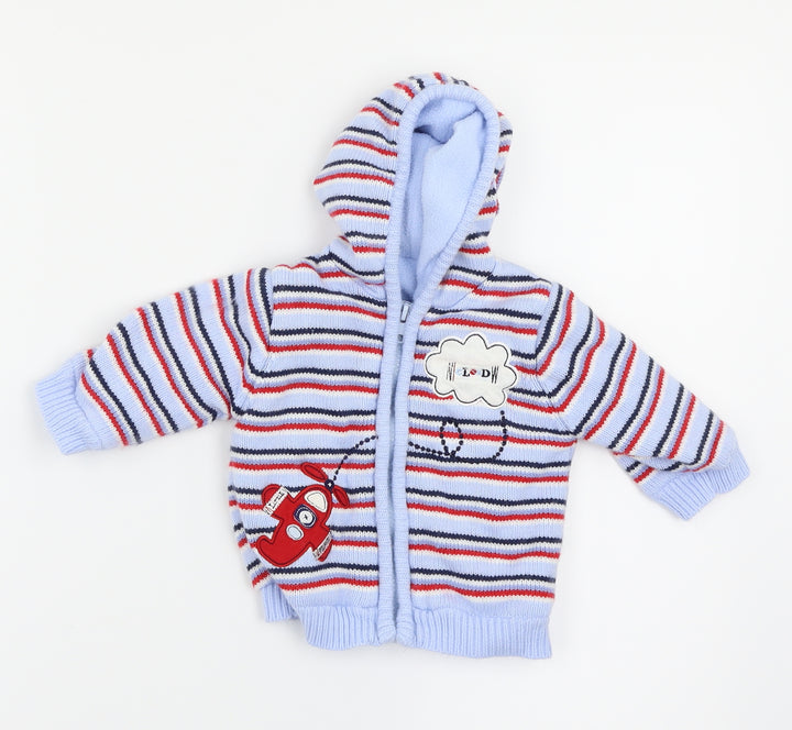 George Boys Blue Striped Full Zip Jumper Size 3-6 Months