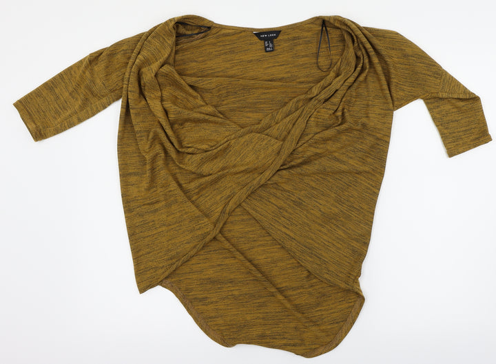 New Look Womens Yellow Herringbone Wrap Jumper Size 10