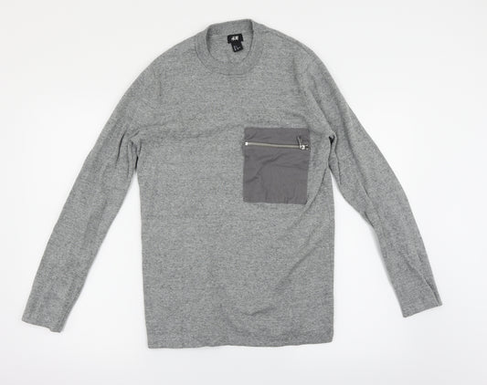 Front view of H&M men’s grey jumper, size S