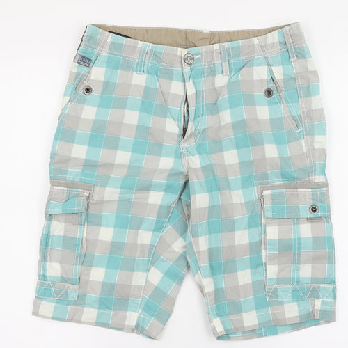 Urban District Mens Multicoloured Check  Cargo Shorts Size 48 in