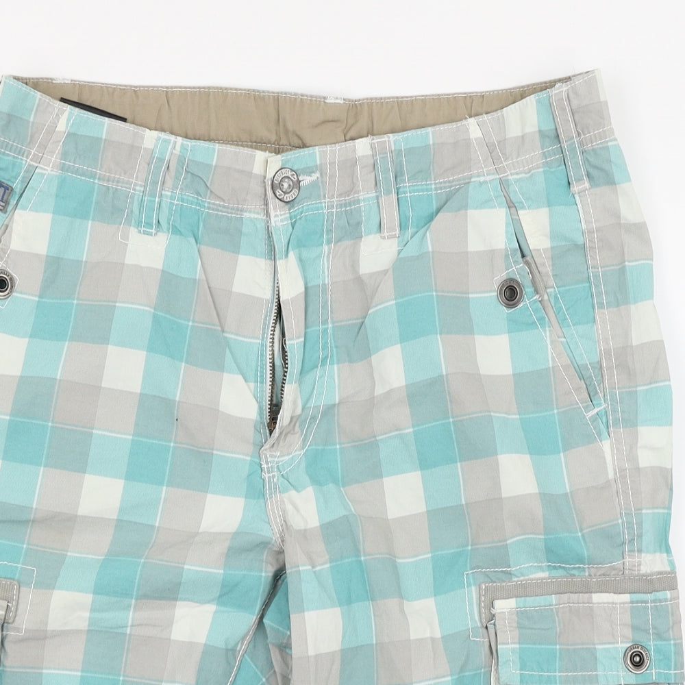 Urban District Mens Multicoloured Check  Cargo Shorts Size 48 in
