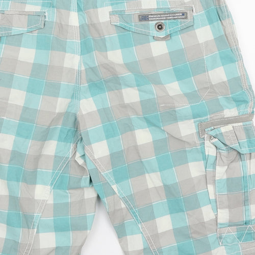 Urban District Mens Multicoloured Check  Cargo Shorts Size 48 in
