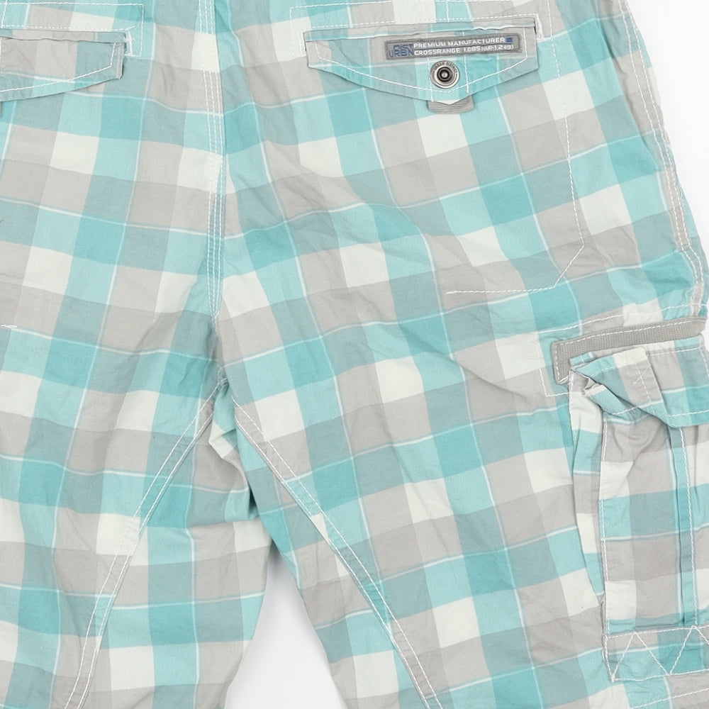 Urban District Mens Multicoloured Check  Cargo Shorts Size 48 in
