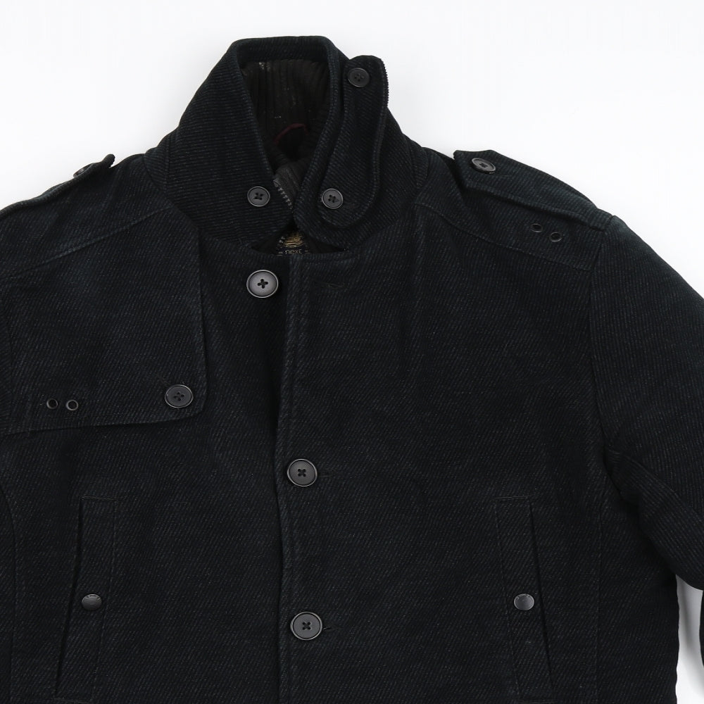 NEXT Mens Black   Overcoat Coat Size L