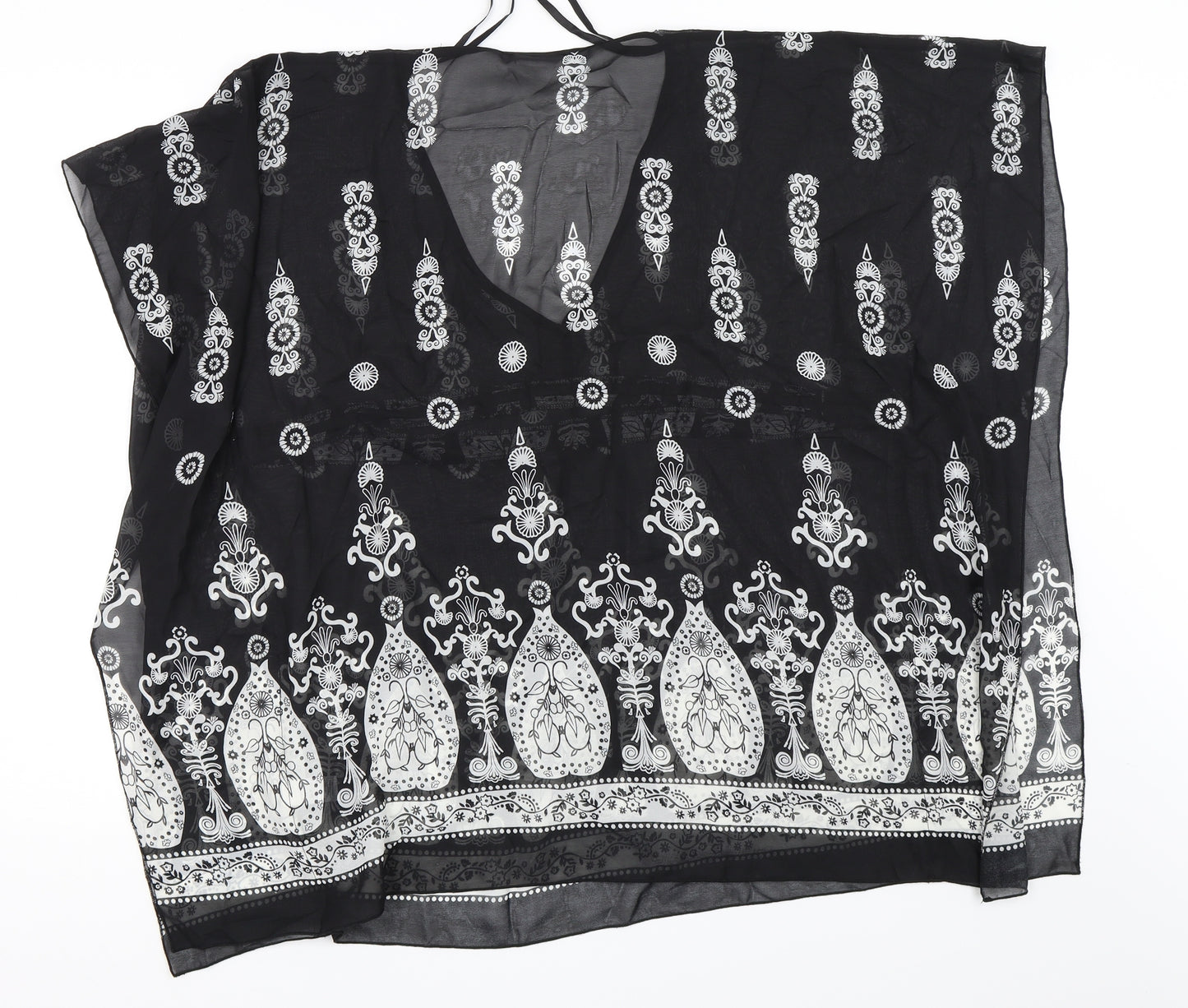 Ethel Austin Womens Black Geometric  Basic Blouse Size 14