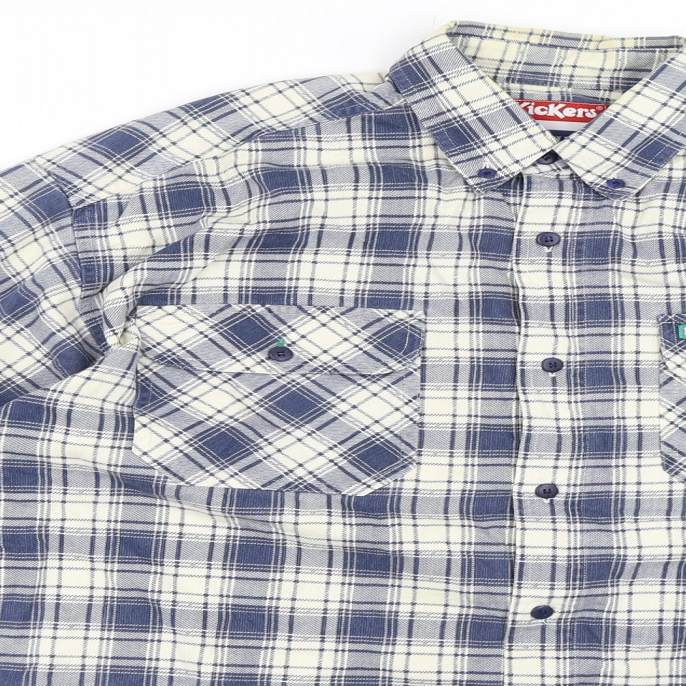 Kickers Mens Blue Check   Button-Up Size M