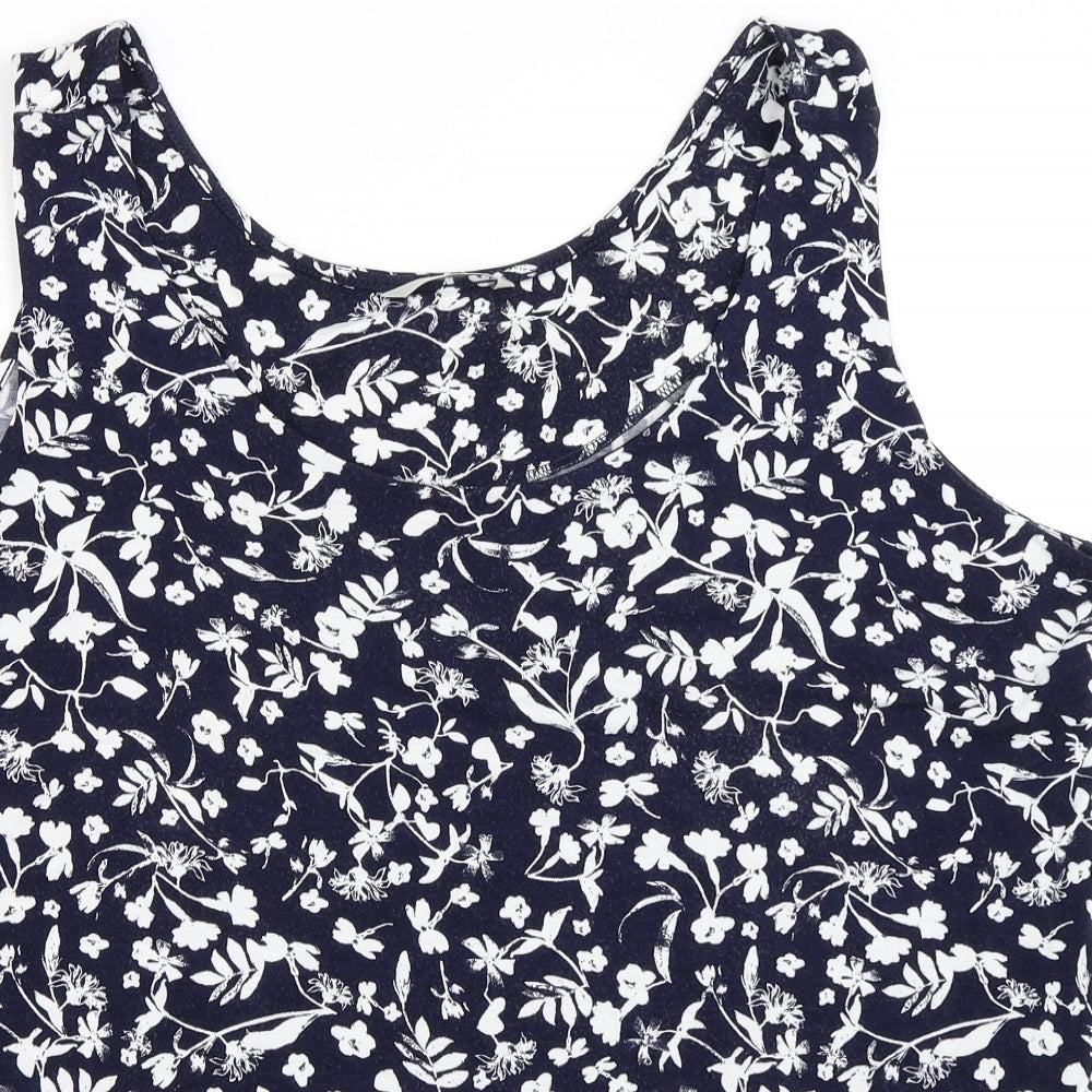 George Womens Blue Floral  Basic Tank Size 24