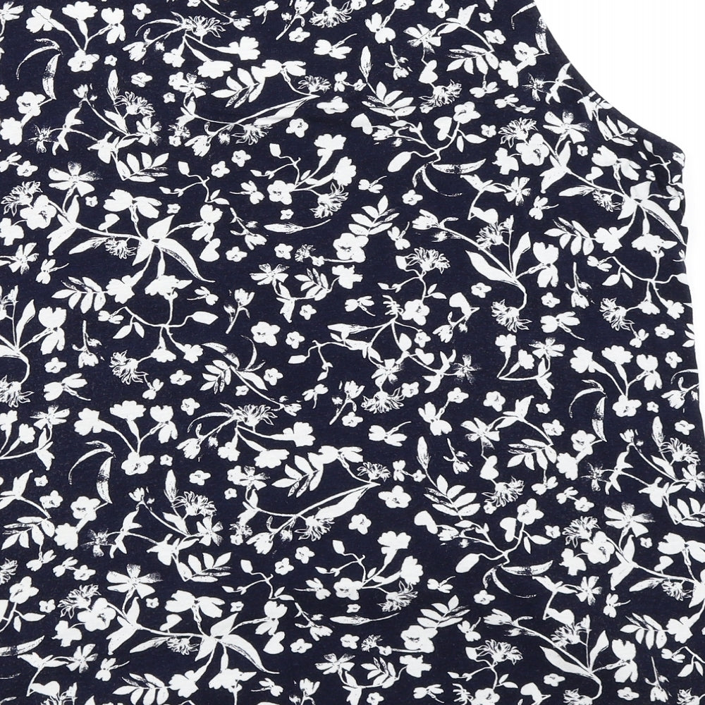 George Womens Blue Floral  Basic Tank Size 24