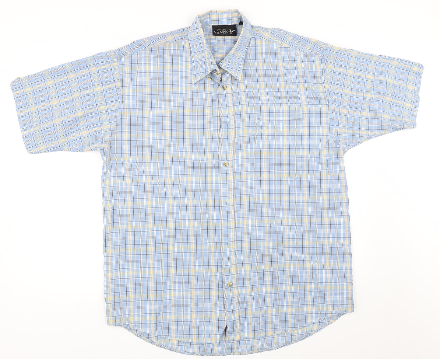 Preworn Mens Blue Check   Button-Up Size L