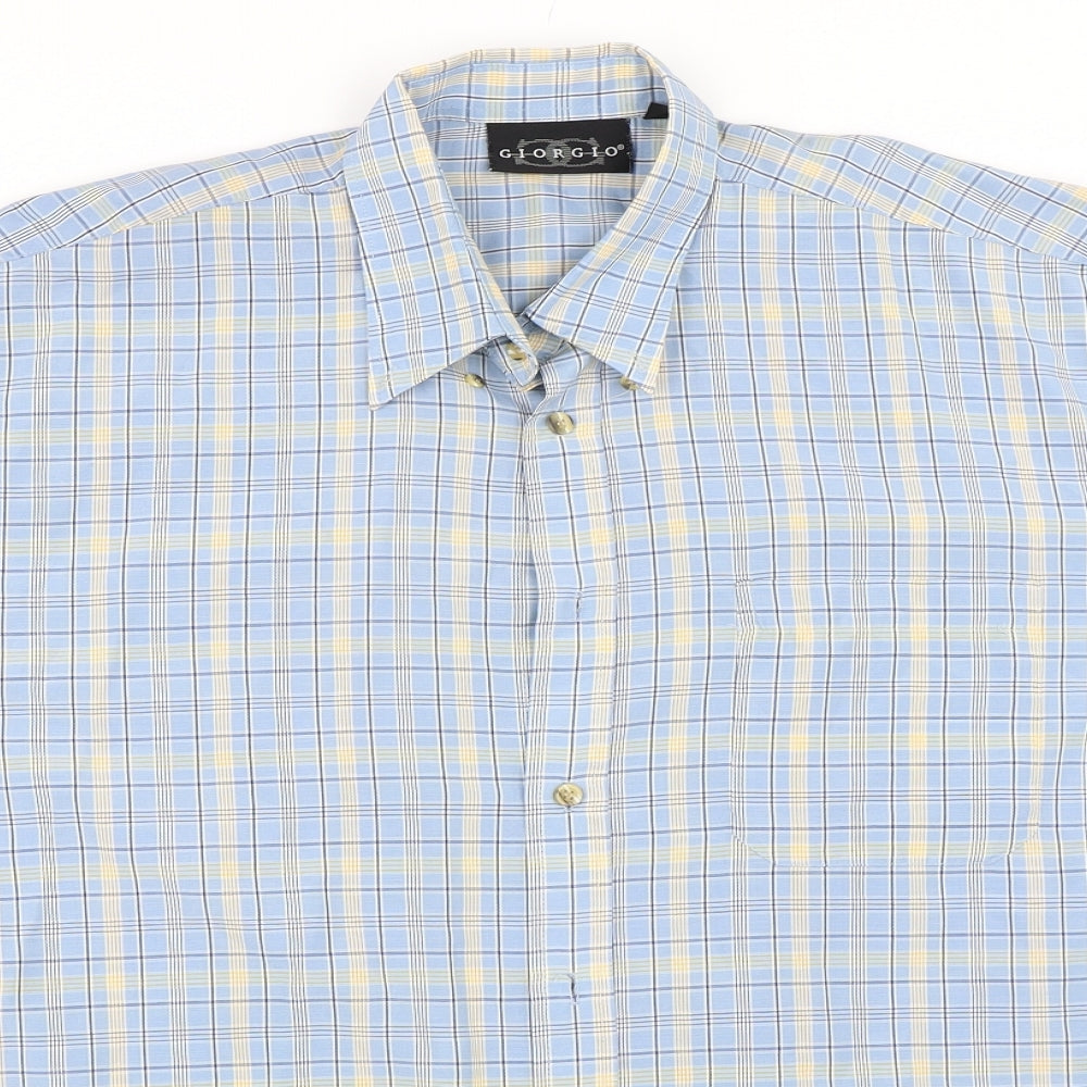 Preworn Mens Blue Check   Button-Up Size L