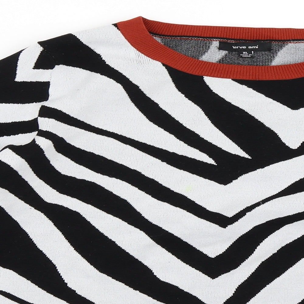 Verve Ami Womens White Animal Print  Pullover Jumper Size XL