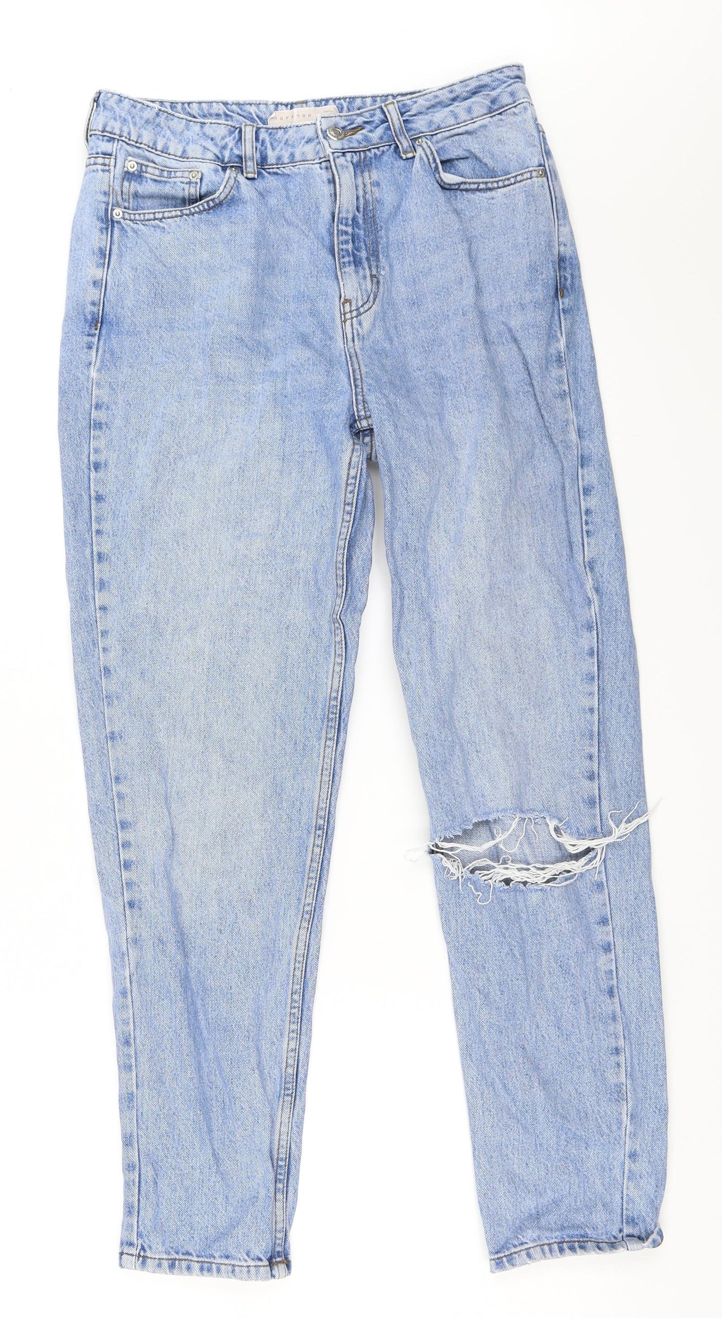 Topshop Womens Blue  Denim Mom Jeans Size 30 in L32 in