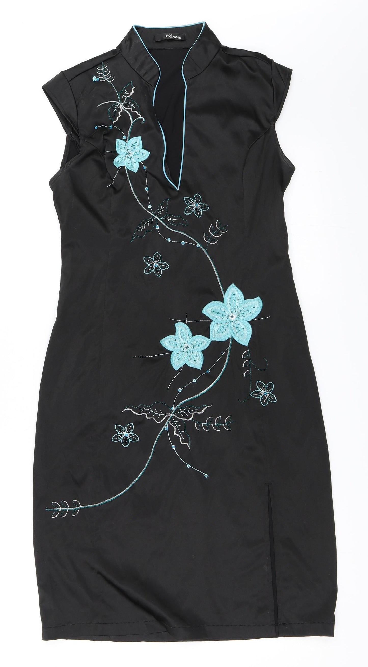 Jane Norman Womens Black  Satin Shift  Size 14