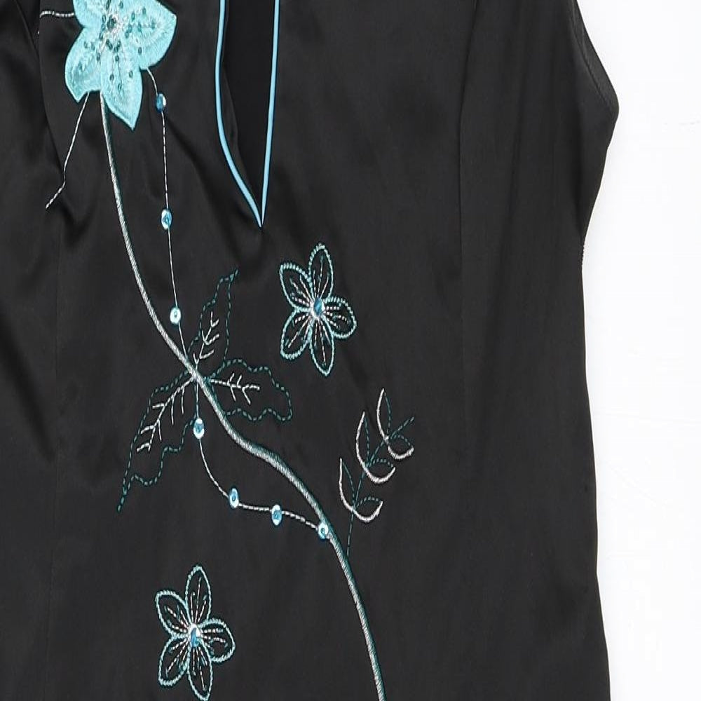 Jane Norman Womens Black  Satin Shift  Size 14