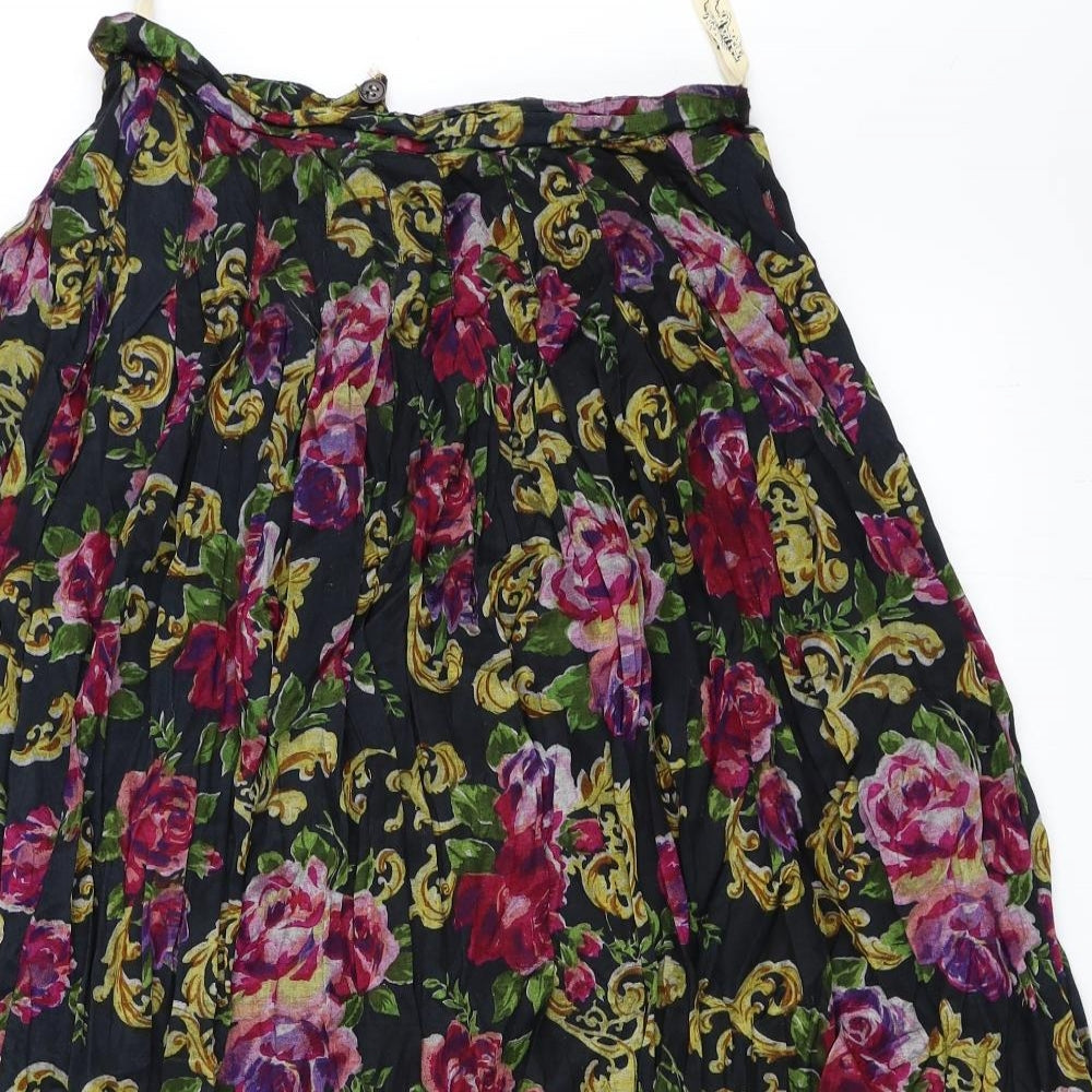 JAVA Womens Black Floral  Flare Skirt Size 12