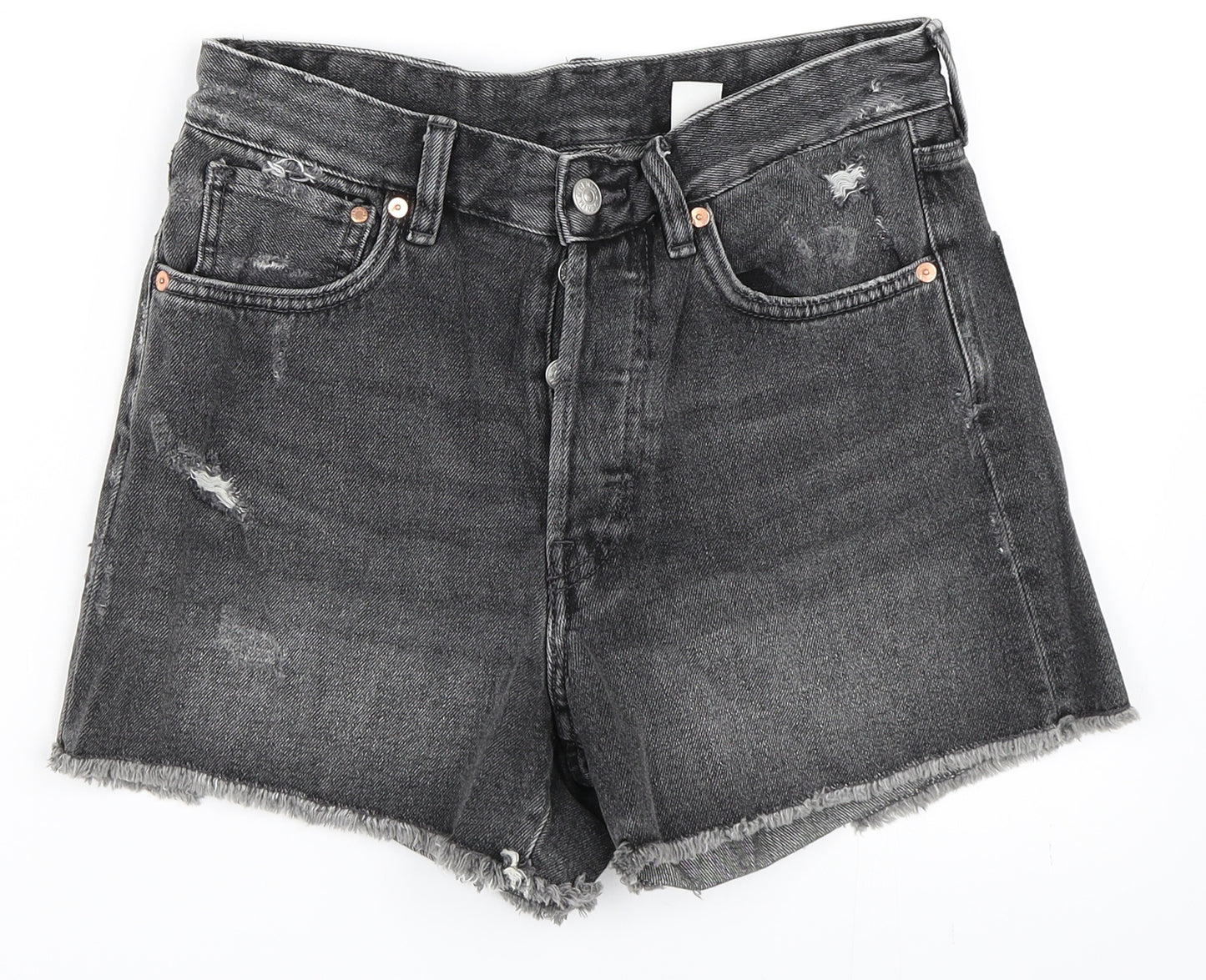 H&M Womens Grey  Denim Hot Pants Shorts Size 36