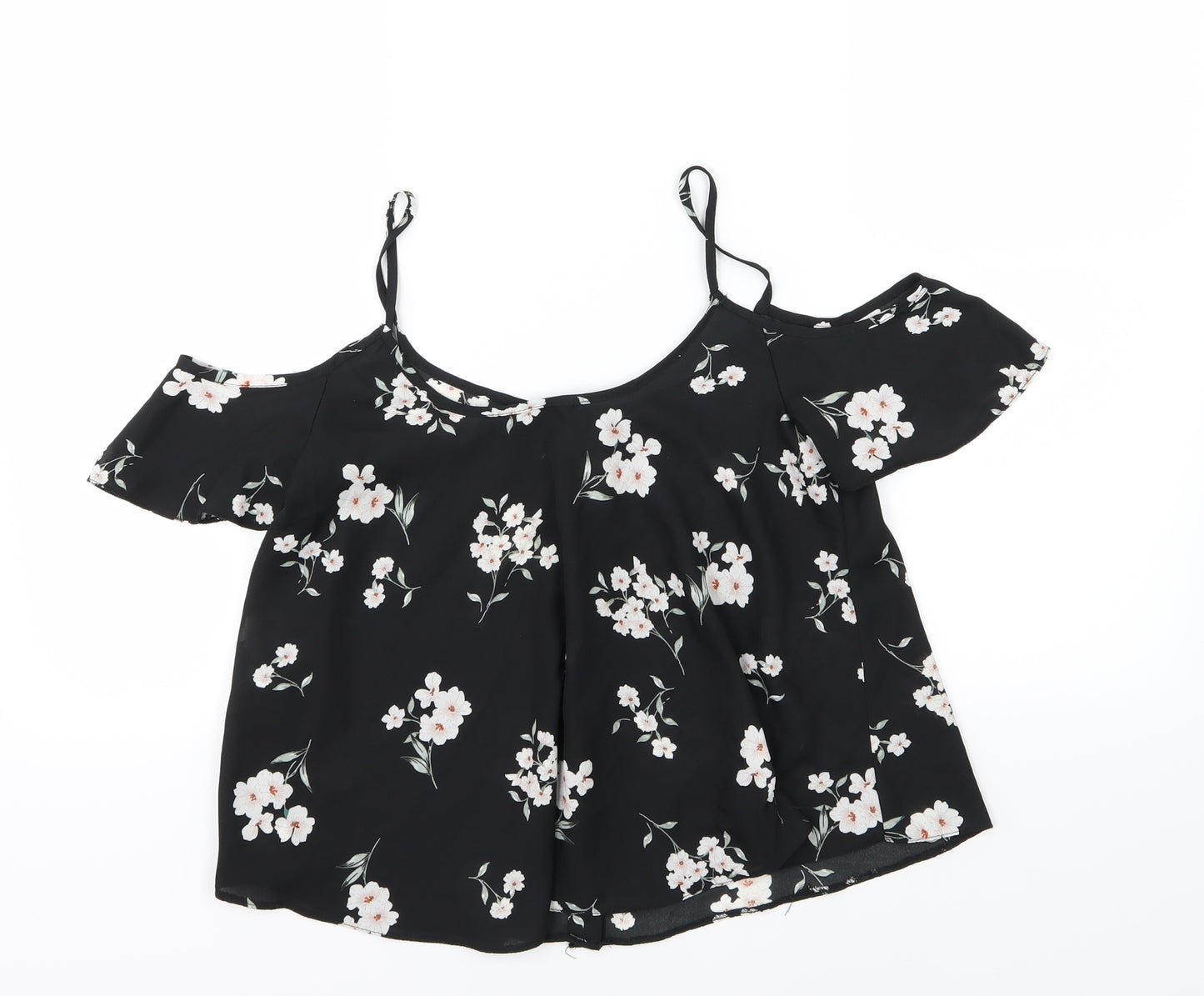 Atmosphere Womens Black Floral Chiffon Basic Blouse Size 10