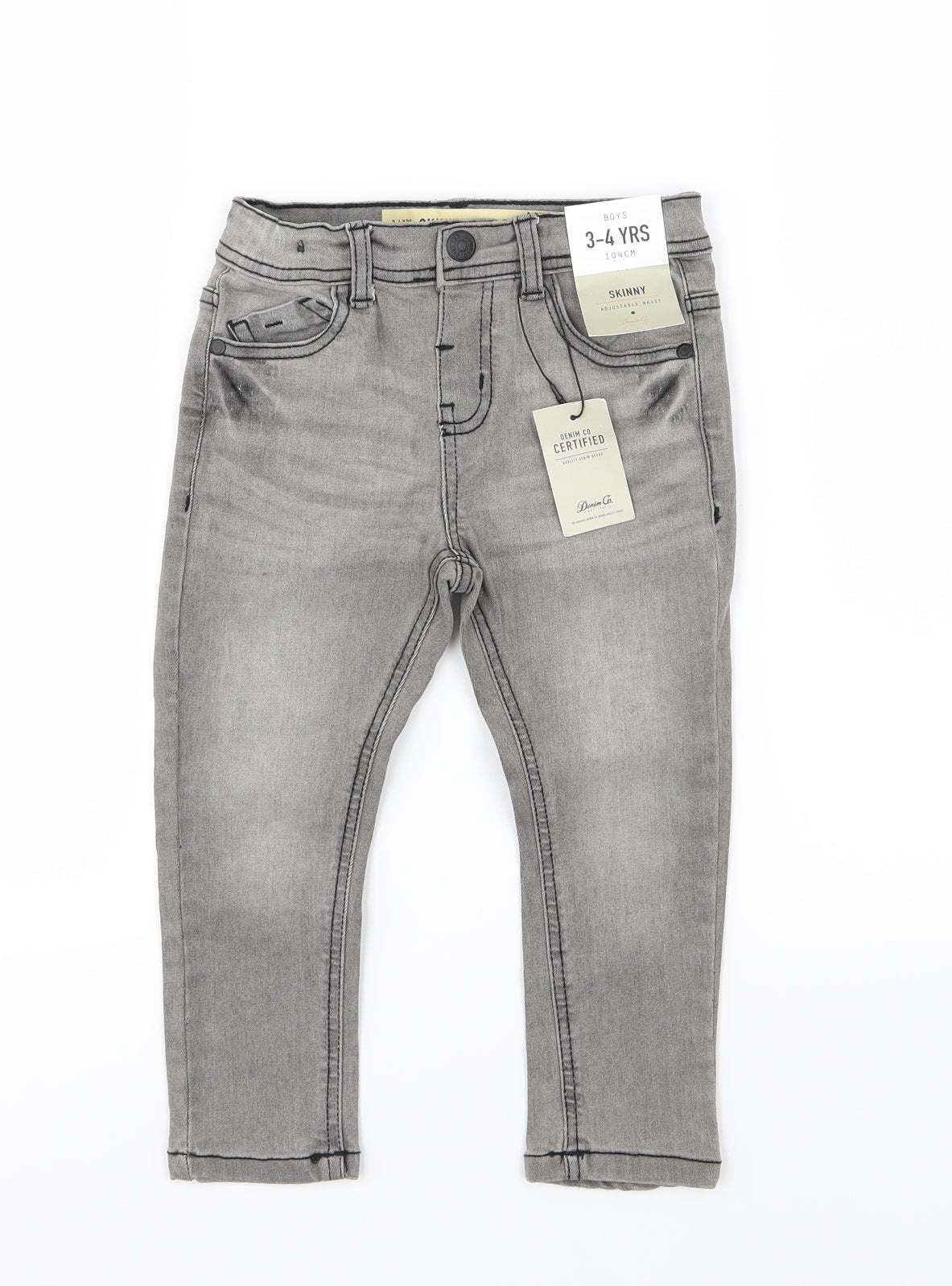 Denim & Co. Boys Grey  Denim Skinny Jeans Size 3-4 Years