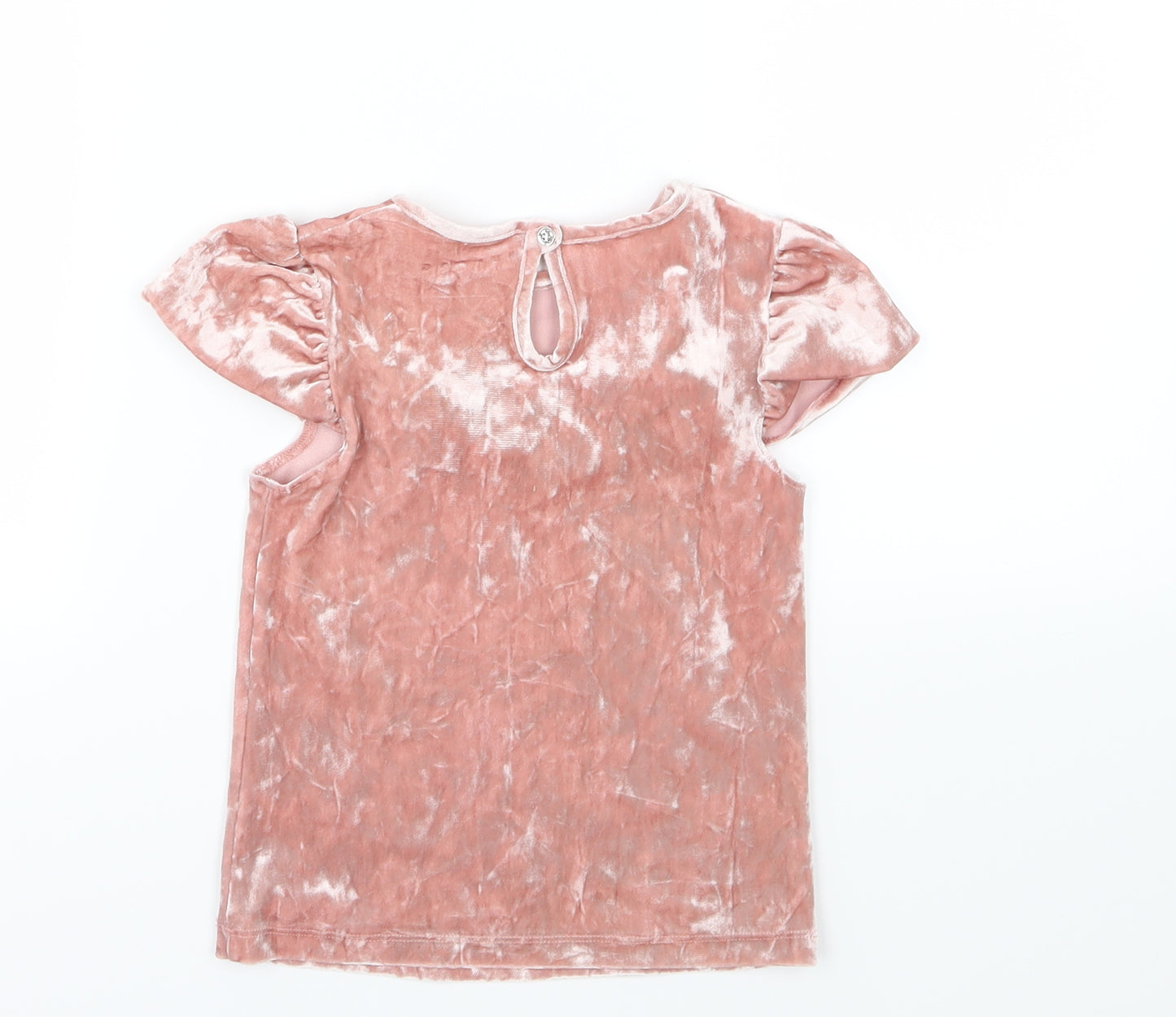 Nutmeg Girls Pink  Velour Basic T-Shirt Size 5-6 Years