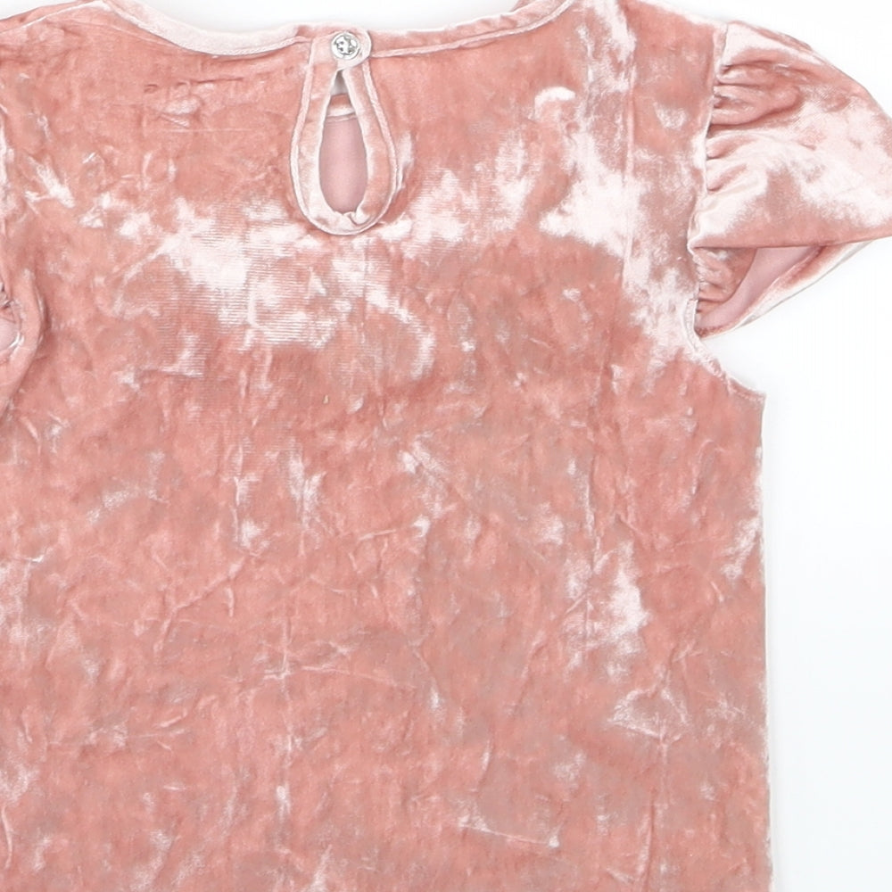 Nutmeg Girls Pink  Velour Basic T-Shirt Size 5-6 Years