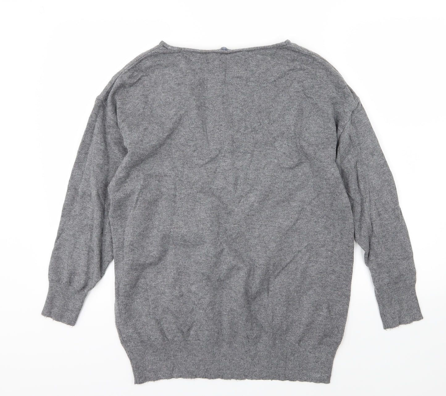 Dorothy Perkins Womens Grey Floral Knit Pullover Jumper Size 16