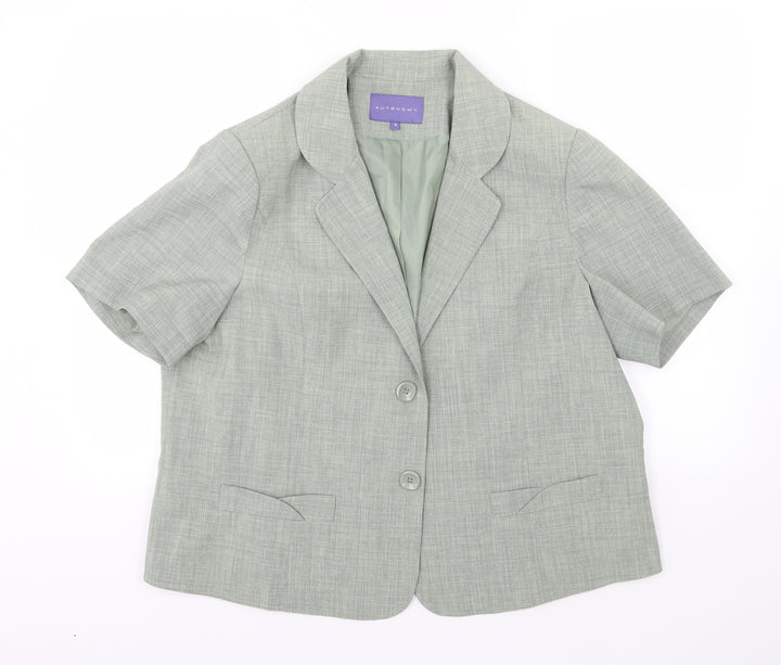 Autonomy Womens Green Rayon Jacket Suit Jacket Size 18