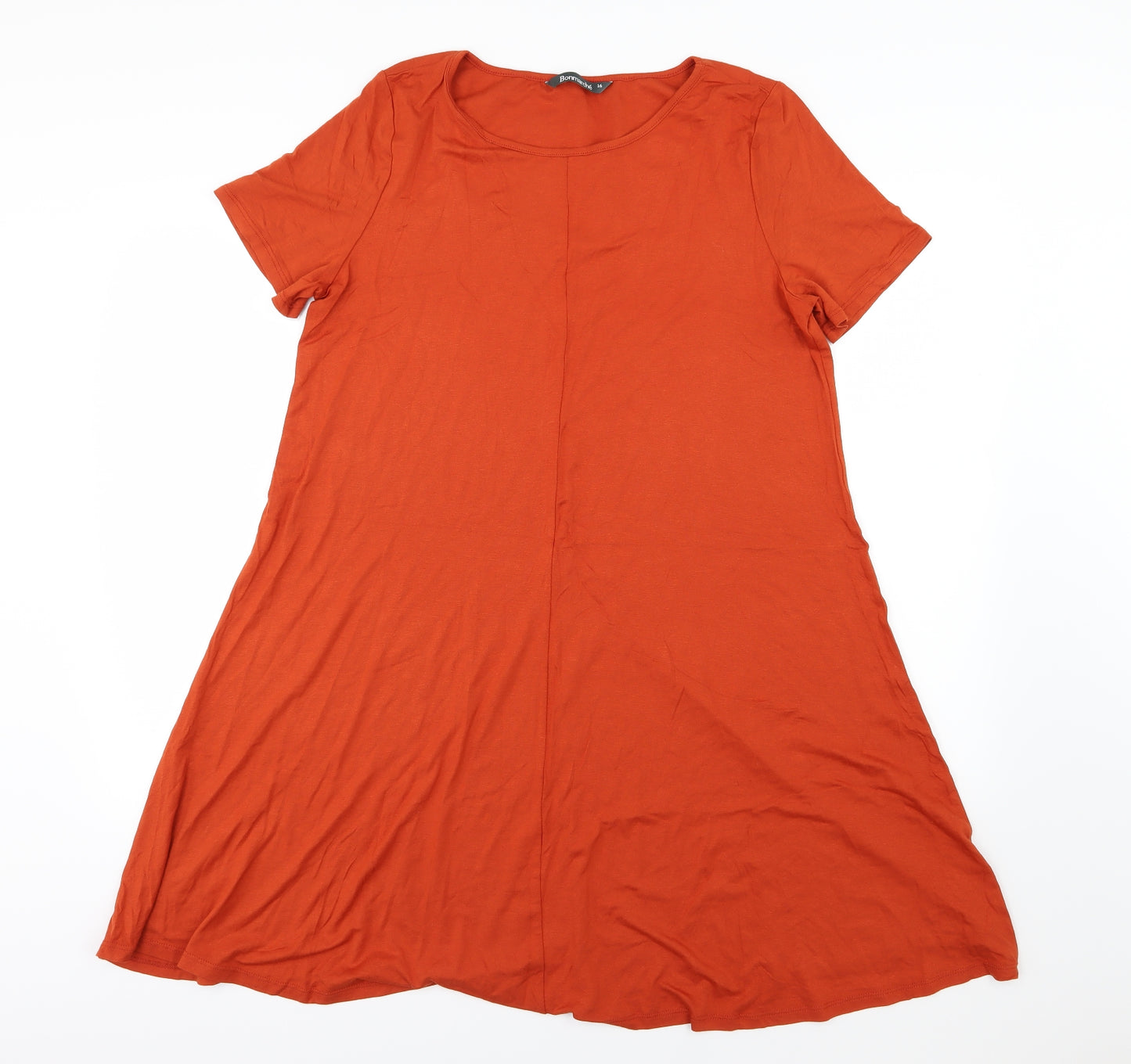 Bonmarché Womens Orange  Jersey T-Shirt Dress  Size 16