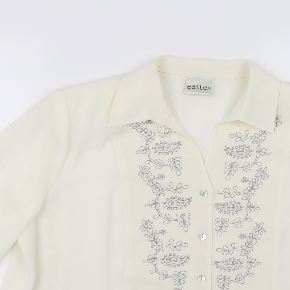 Eastex Womens Ivory Paisley Chiffon Basic Blouse Size 16